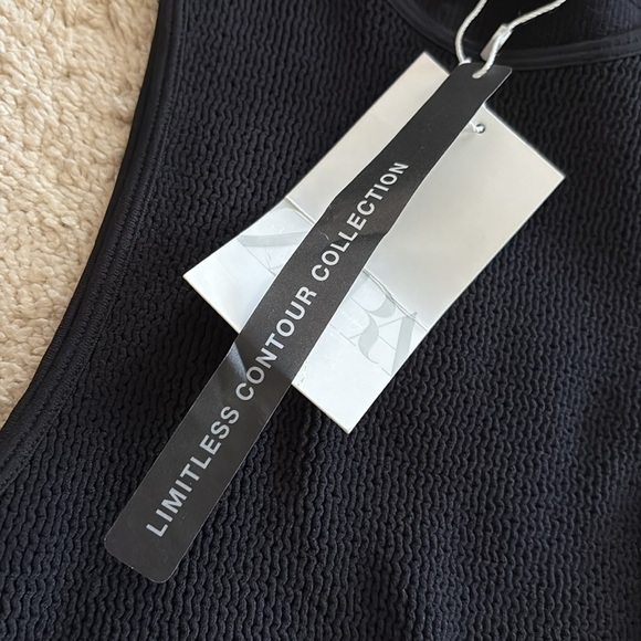 New Zara Ribbed Stretch Knit Cutout Front Bodysuit Black Size M/L - Picture 4 of 12